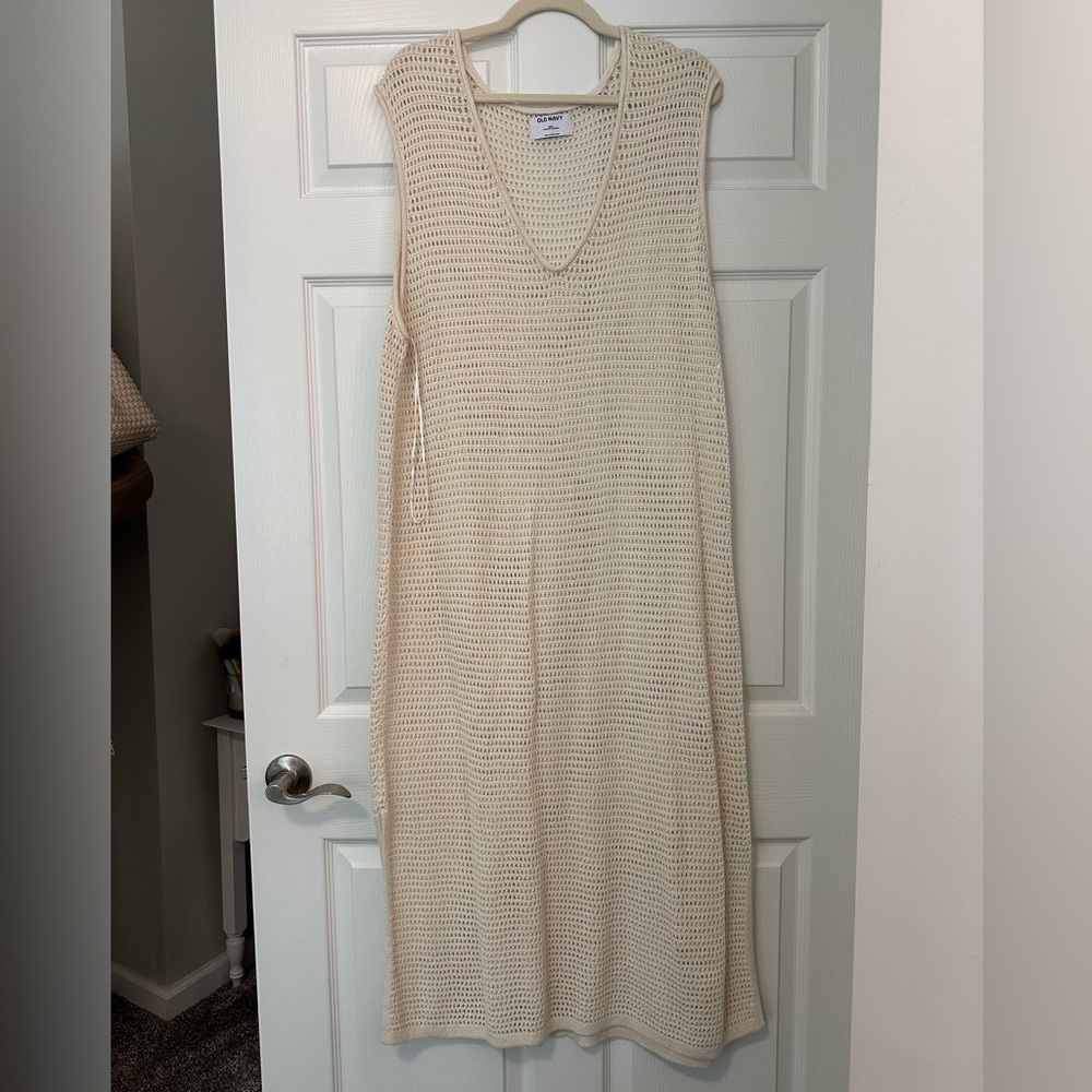 Old Navy NWT Cream Crochet Maxi Cover Up Size XXL